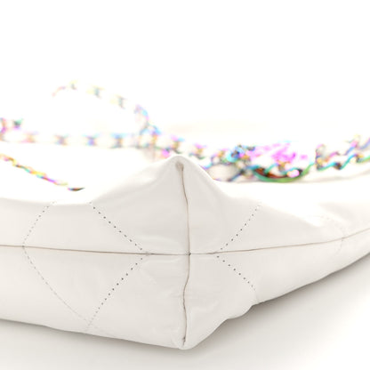Chanel Shiny Calfskin Quilted Small Rainbow Chanel 22 White 10 of 11