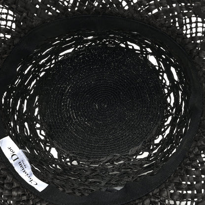 Christian Dior Straw Beach Hat 58 Black 7 of 8