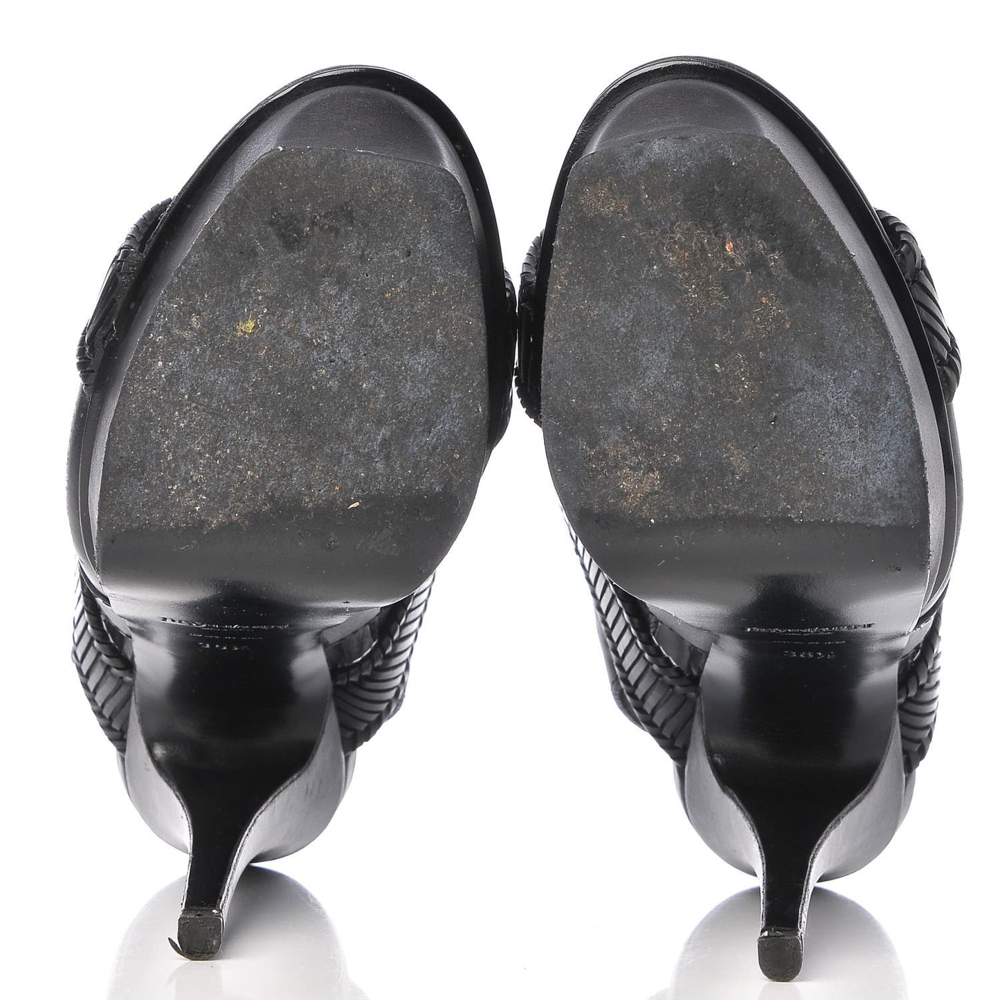 Calfskin Woven Platform Sandals 36.5 Black