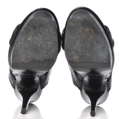 Saint Laurent Calfskin Woven Platform Sandals 36.5 Black 7 of 12