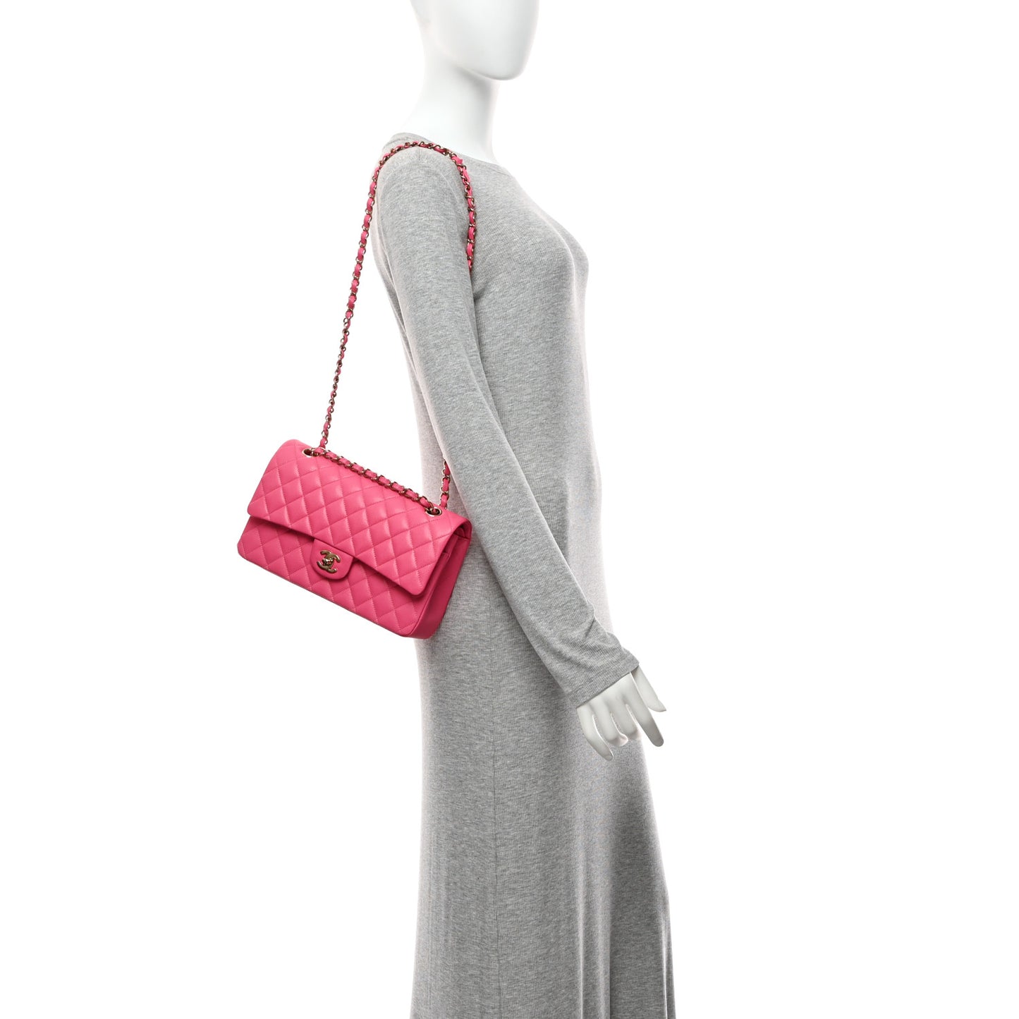 Caviar Quilted Medium Double Flap Pink