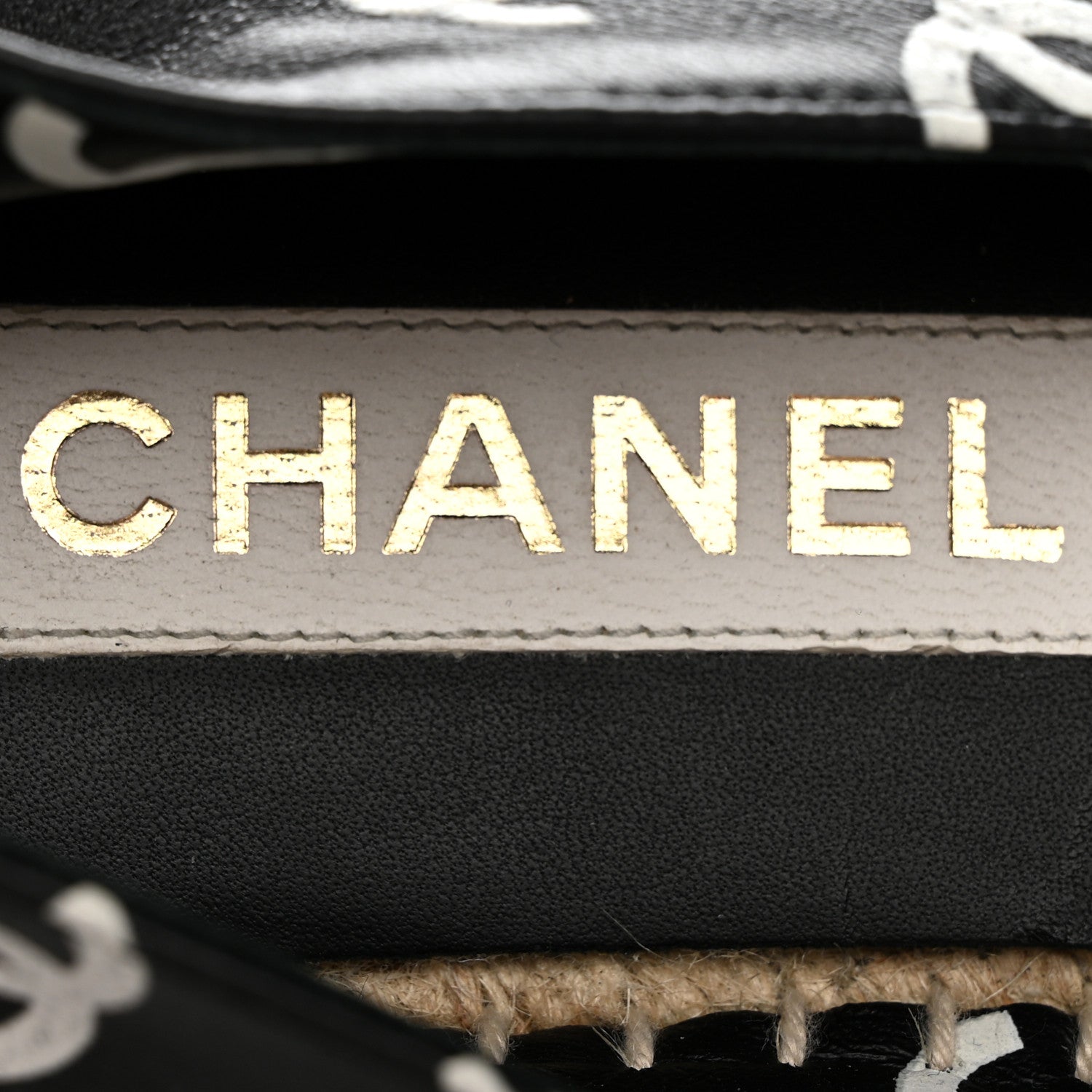 Chanel Lambskin Printed CC Espadrilles 38 Black White 8 of 11