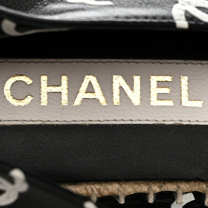 Chanel Lambskin Printed CC Espadrilles 38 Black White 8 of 11