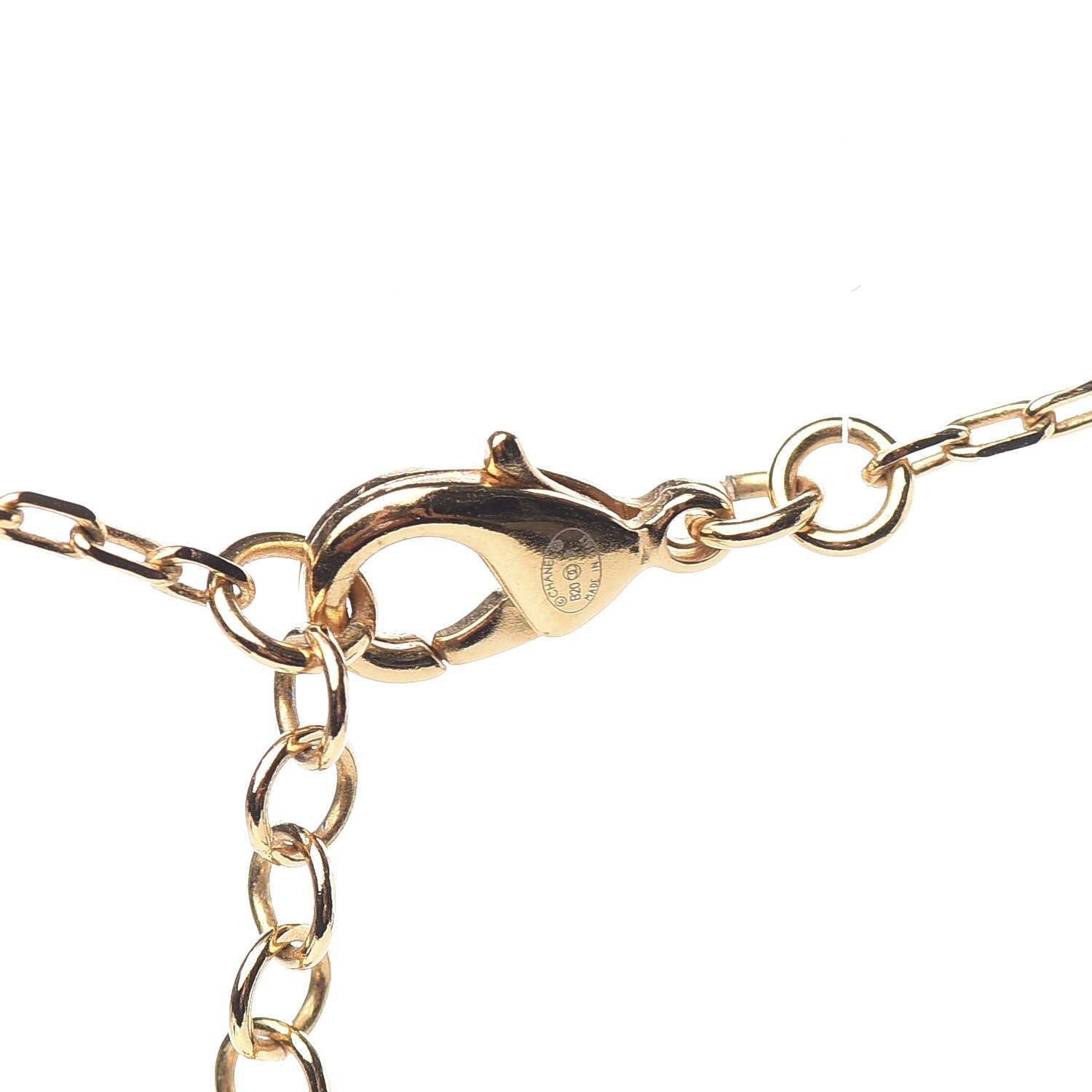 Chanel Metal Crystal 90's Icon Logo Necklace Gold 3 of 4
