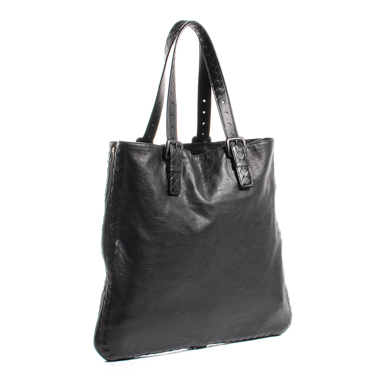 Light Calf Side Zip Medium Tote Nero Black