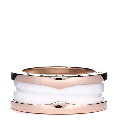 Bulgari 18K Rose Gold White Ceramic B.Zero1 Two-Band Ring 51 5.75 1 of 5