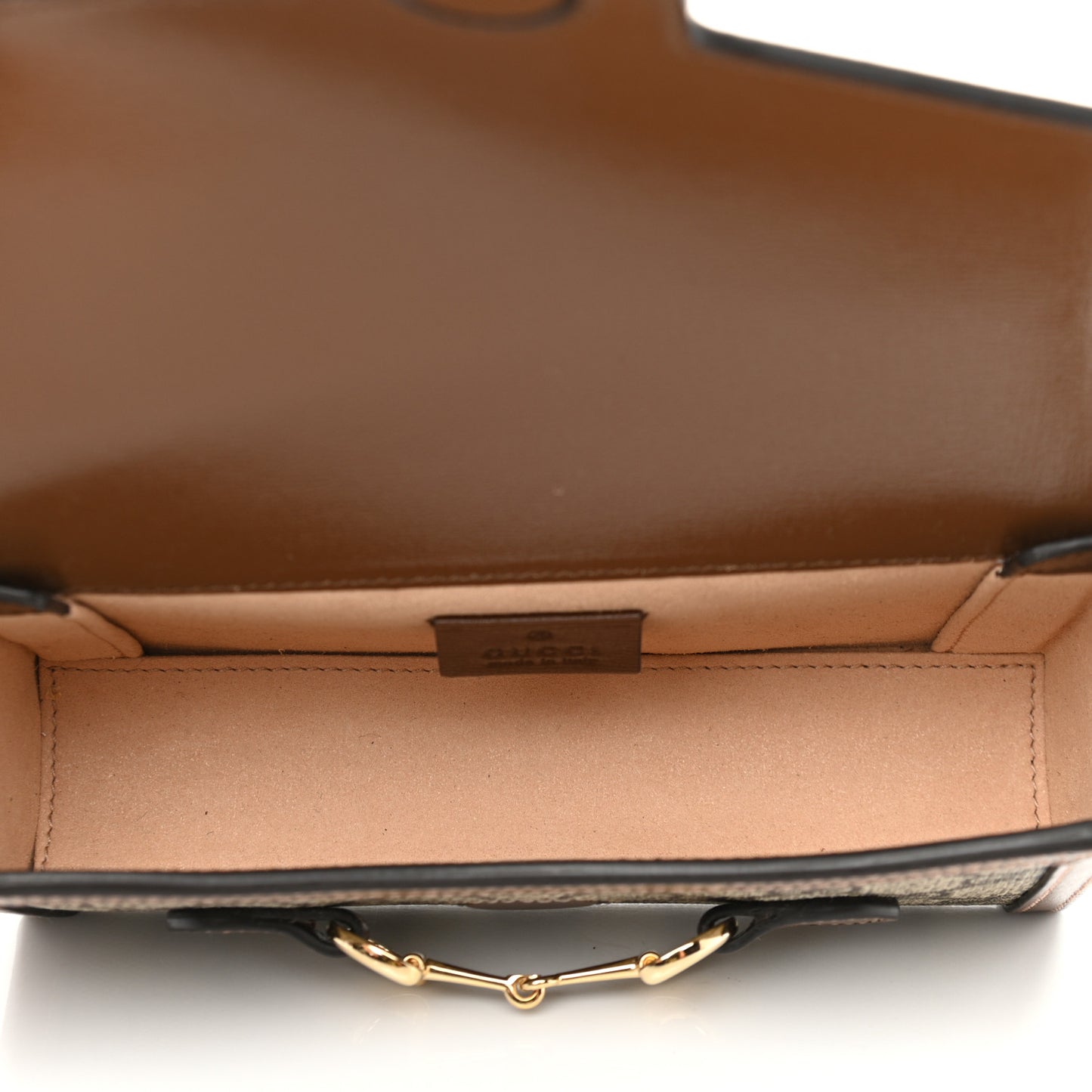 GG Supreme Monogram Mini Horsebit 1955 Shoulder Bag Beige Brown Sugar