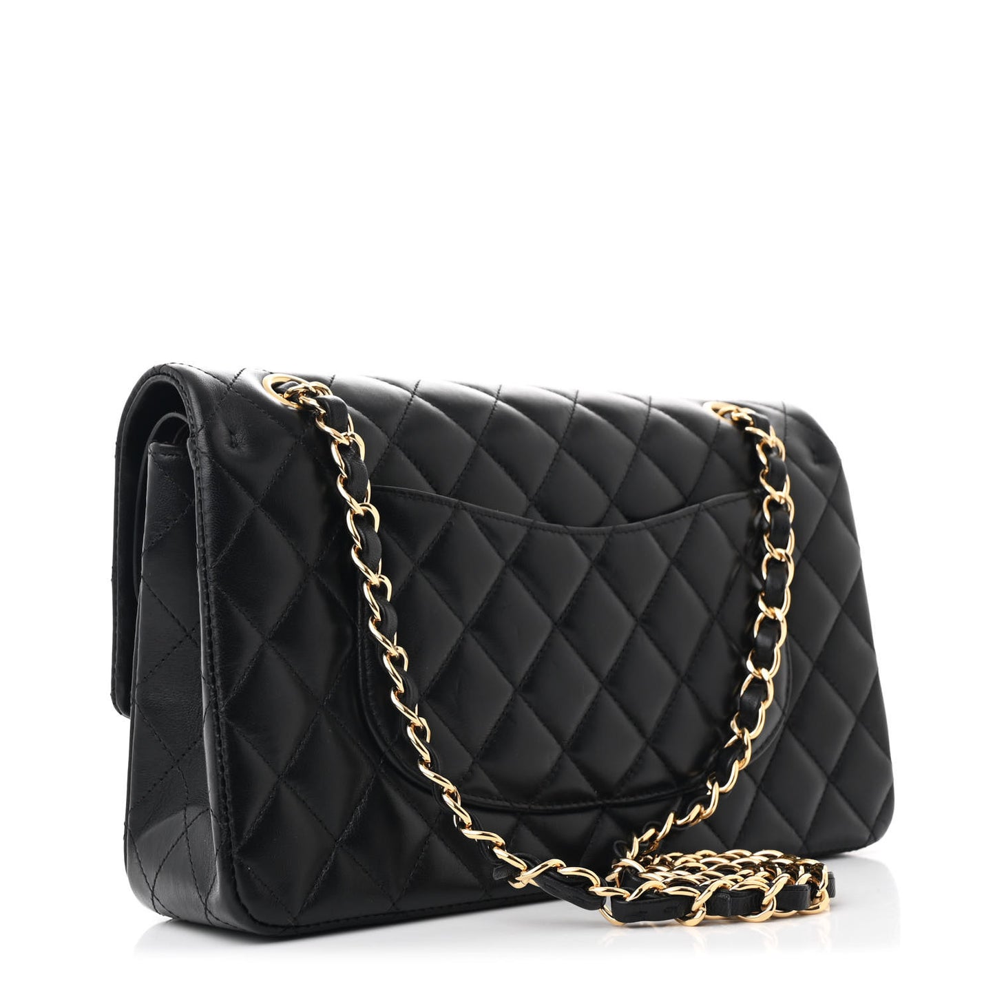 Lambskin Quilted Medium Double Flap Black
