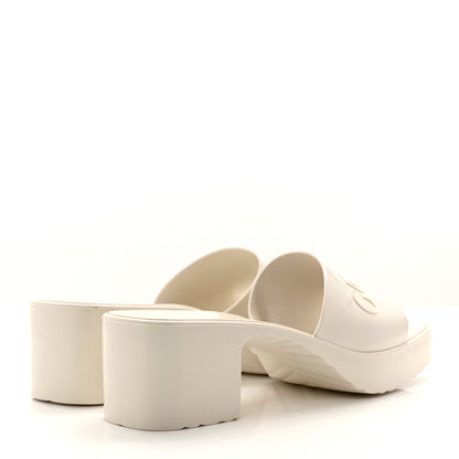 Gucci Rubber Gucci Logo Womens Platform 20/60mm Slide Sandals 38 Mystic White 4 of 8
