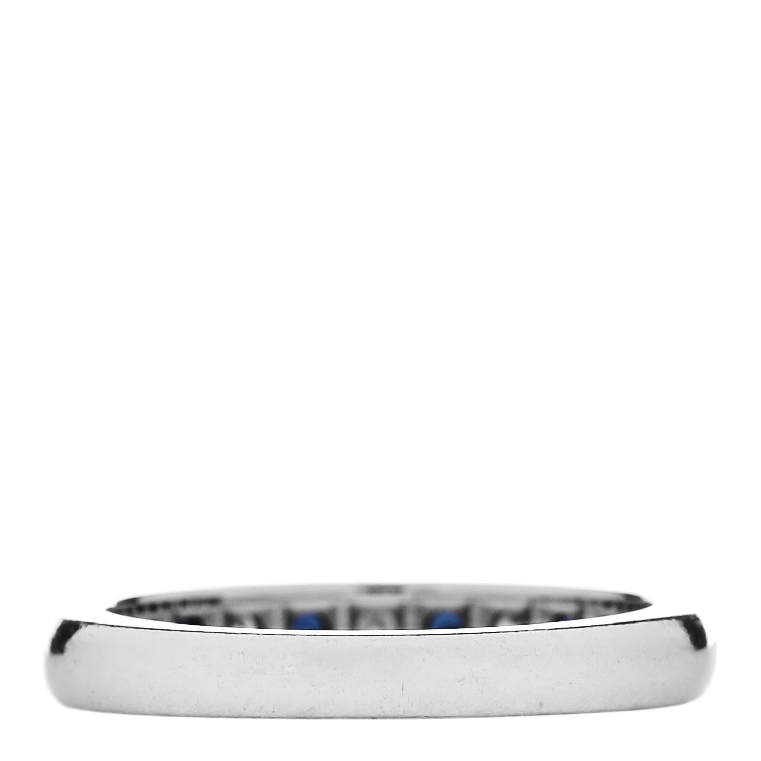 Tiffany Platinum Diamond Sapphire 3mm Band Ring 50 5.5 3 of 6