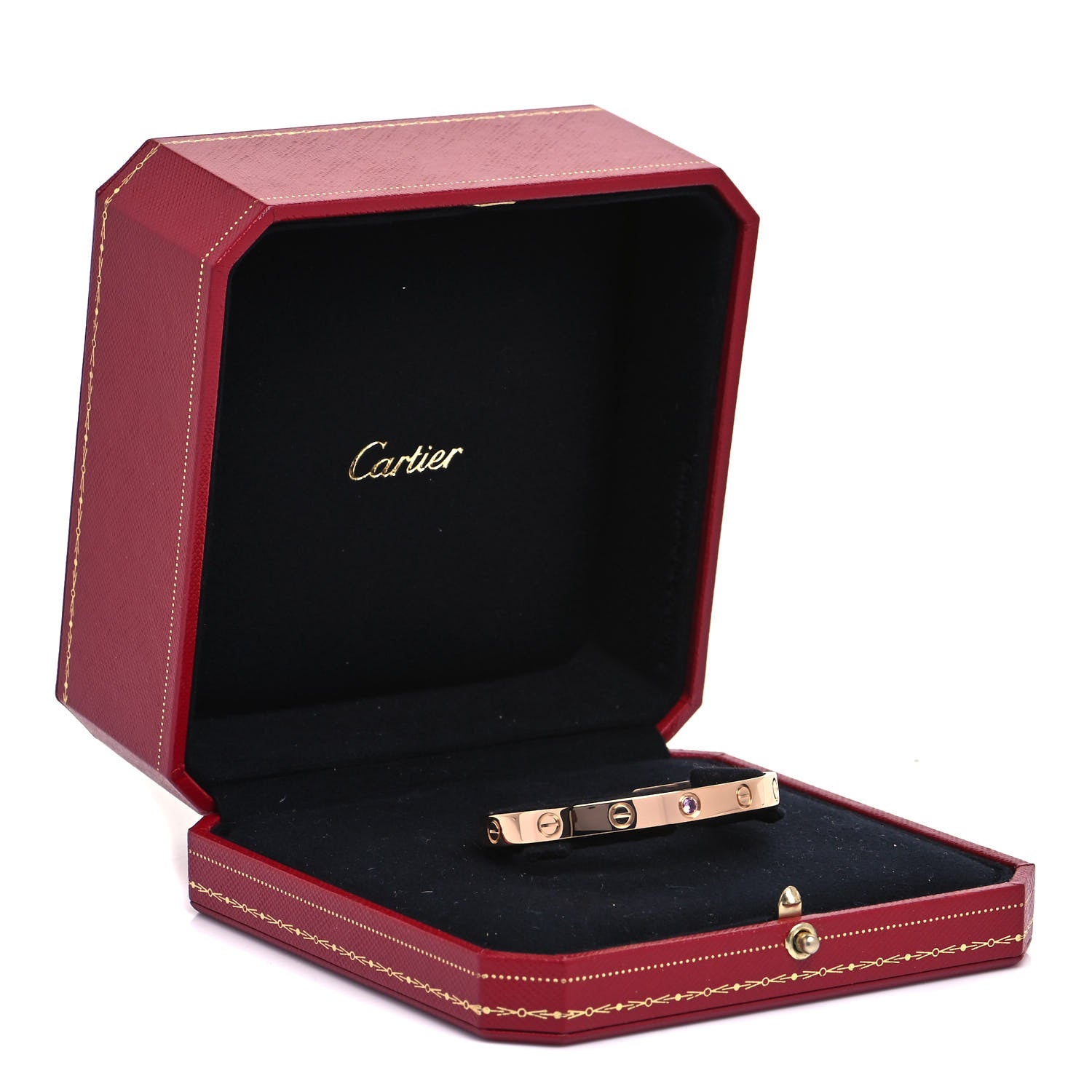 Cartier 18K Pink Gold Pink Sapphire LOVE Cuff Bracelet 16 6 of 6