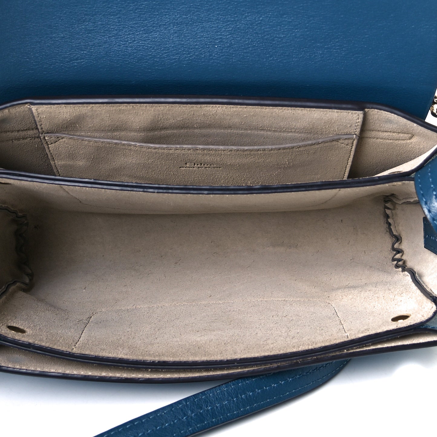 Suede Calfskin Small Faye Shoulder Bag Majolica Blue