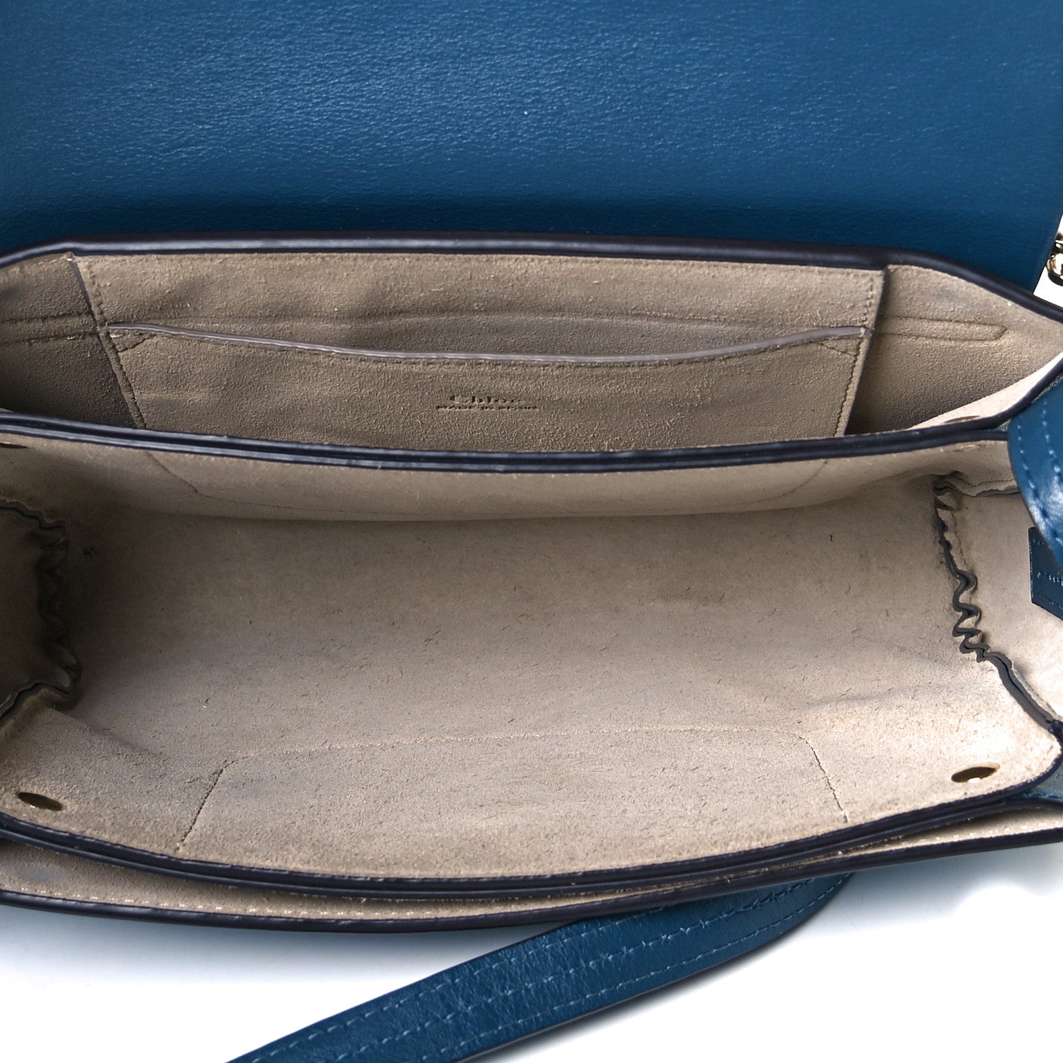 Chloe Suede Calfskin Small Faye Shoulder Bag Majolica Blue 5 of 7