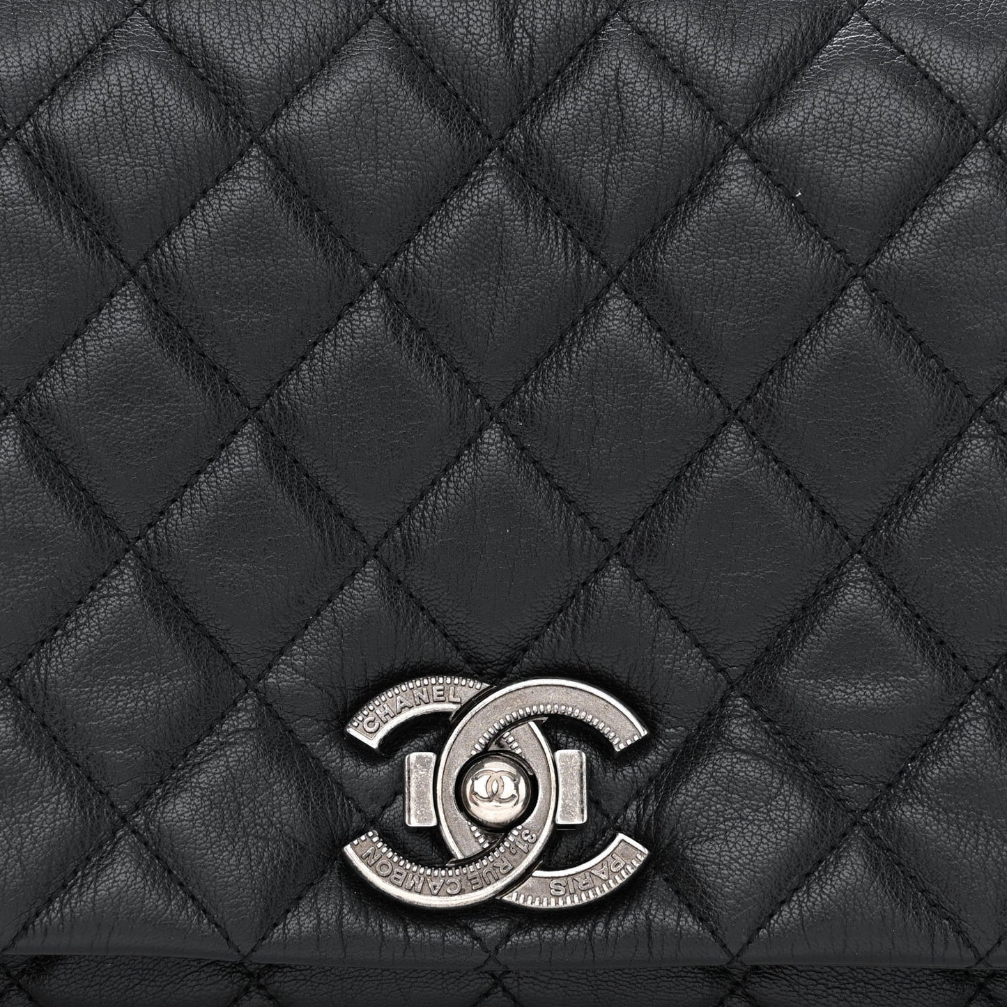 Goatskin Quilted Large City Rock Flap Black