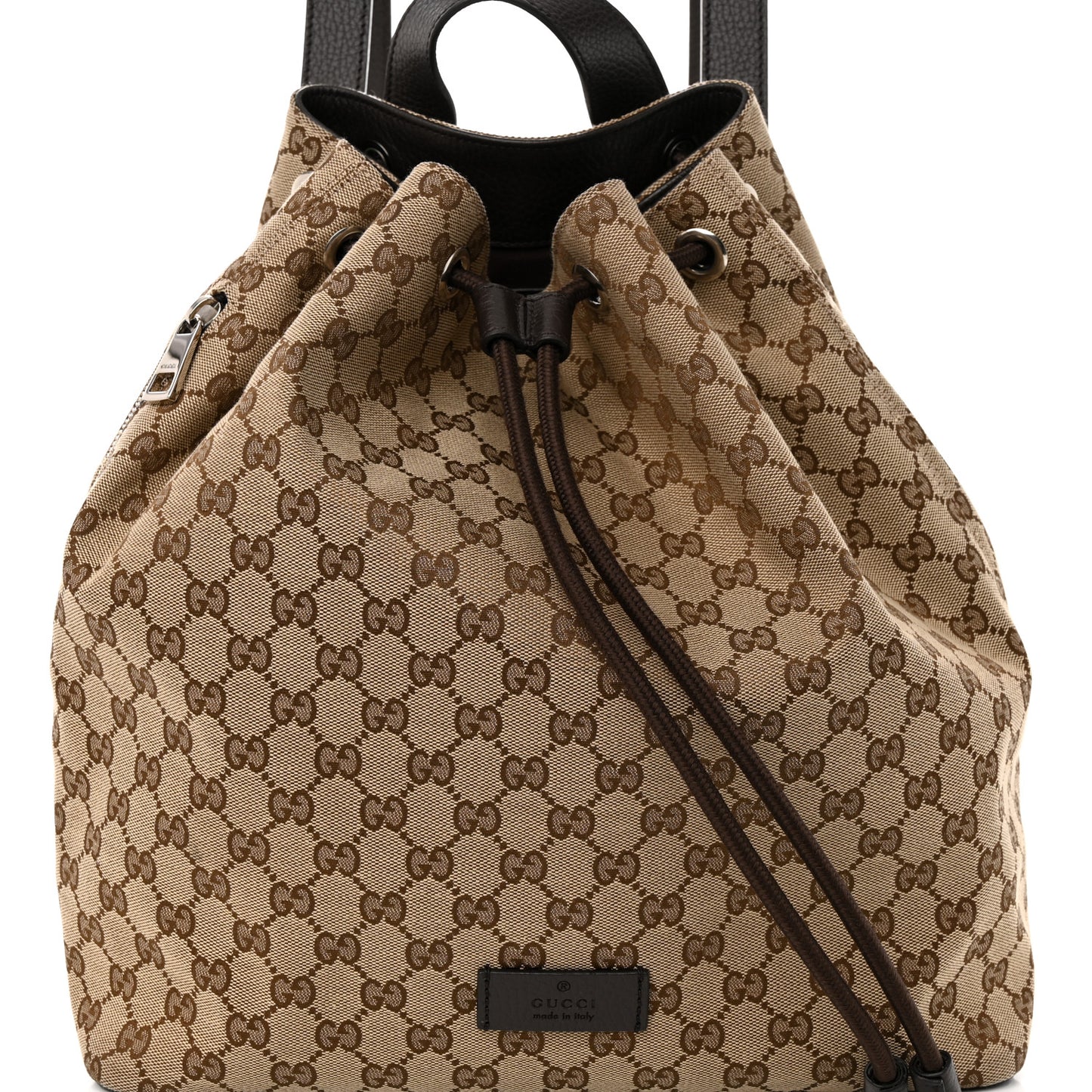 Monogram Dollar Calfskin O Drawstring Backpack Beige Ebony Testa di Moro Dark Chocolate