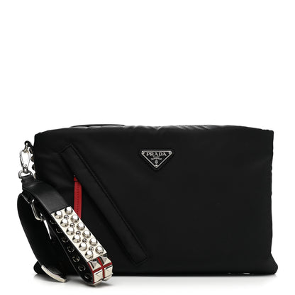 Prada Tessuto Nylon Studded Wristlet Black Fuoco 1 of 7