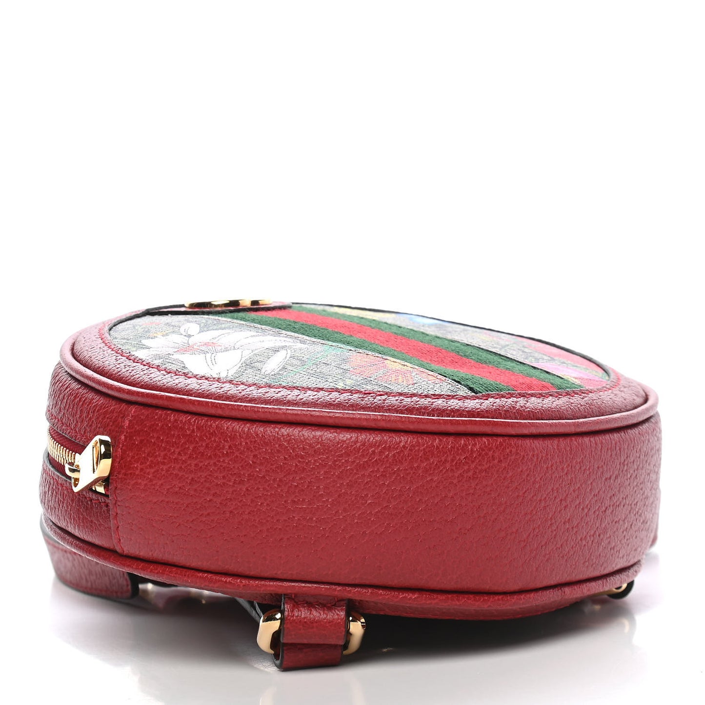 GG Supreme Monogram Web Flora Mini Ophidia Round Backpack Red