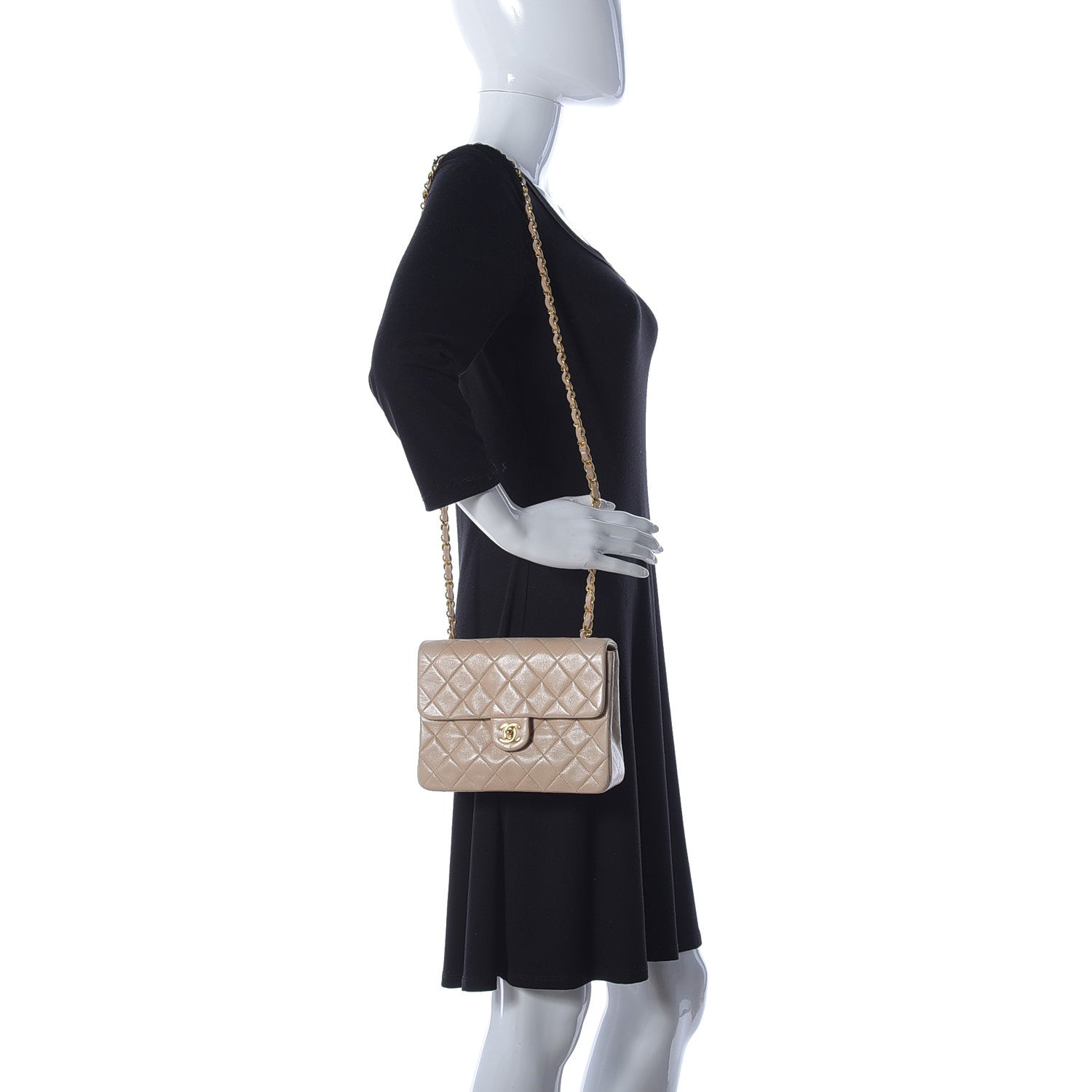 Chanel Lambskin Quilted Mini Square Flap Beige 2 of 10