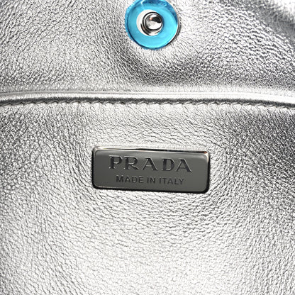 Prada Spazzolato Runway Printed Cleo Shoulder Bag Argento 6 of 9