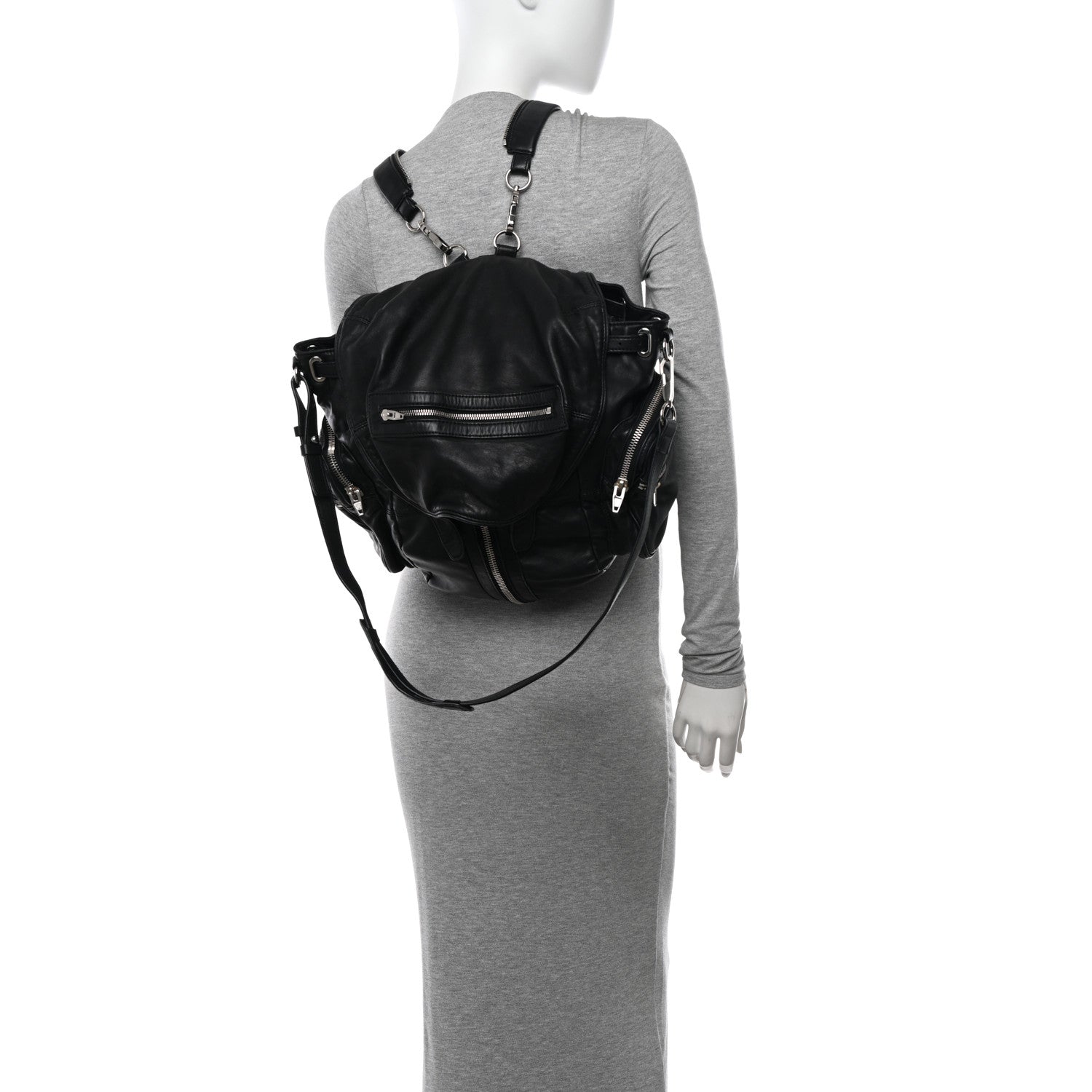 Alexander Wang Lambskin Marti Backpack Bag Washed Black Rhodium Hardware 2 of 9
