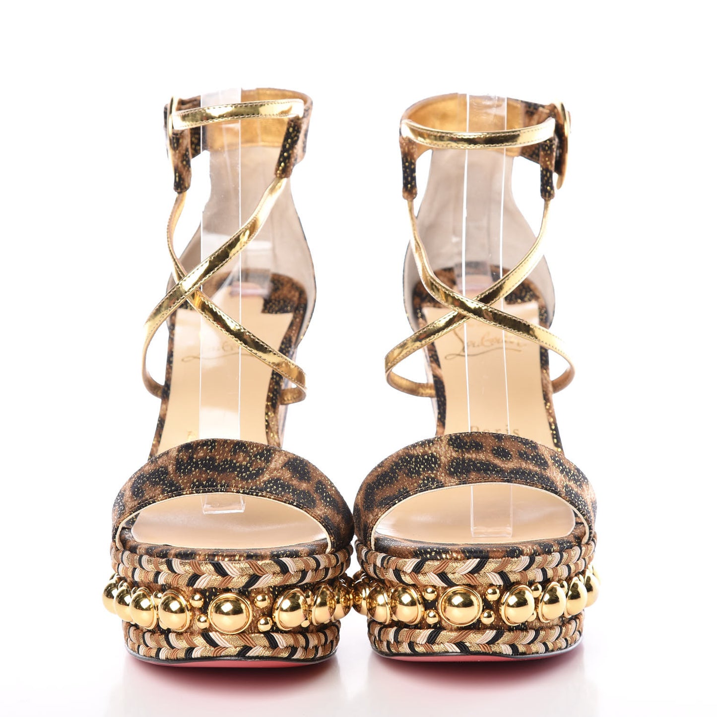 Lurex Leopard Chocazeppa 120 Platform Wedge Sandals 38 Black Gold