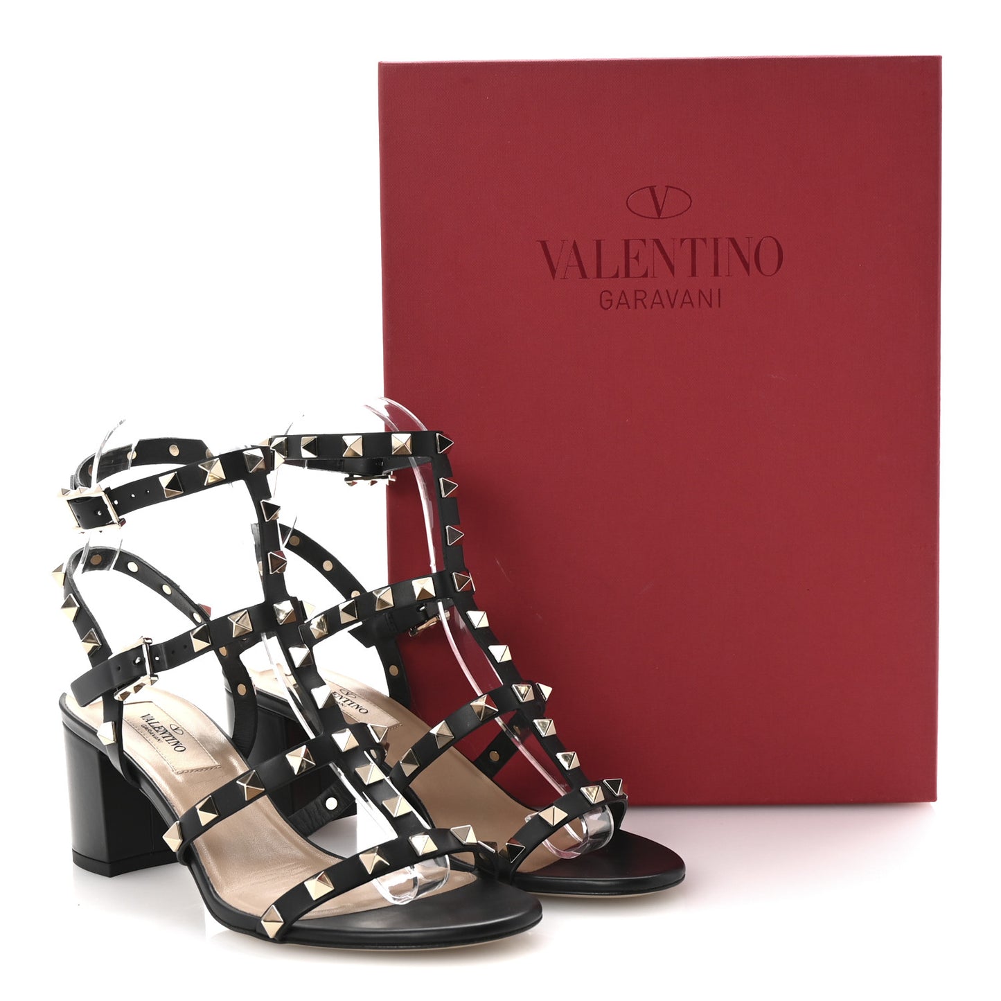 Calfskin Rockstud 60mm City Sandals 36 Black