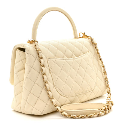 Chanel Caviar Quilted Small Coco Handle Flap White 3 of 10