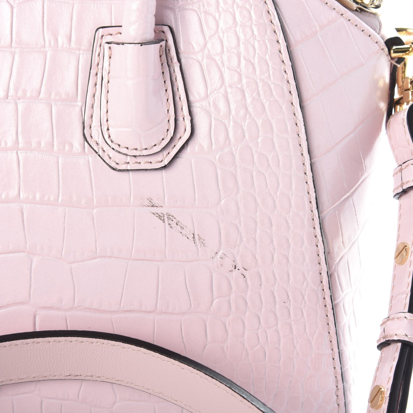 Calfskin Crocodile Embossed Mini Antigona Pink