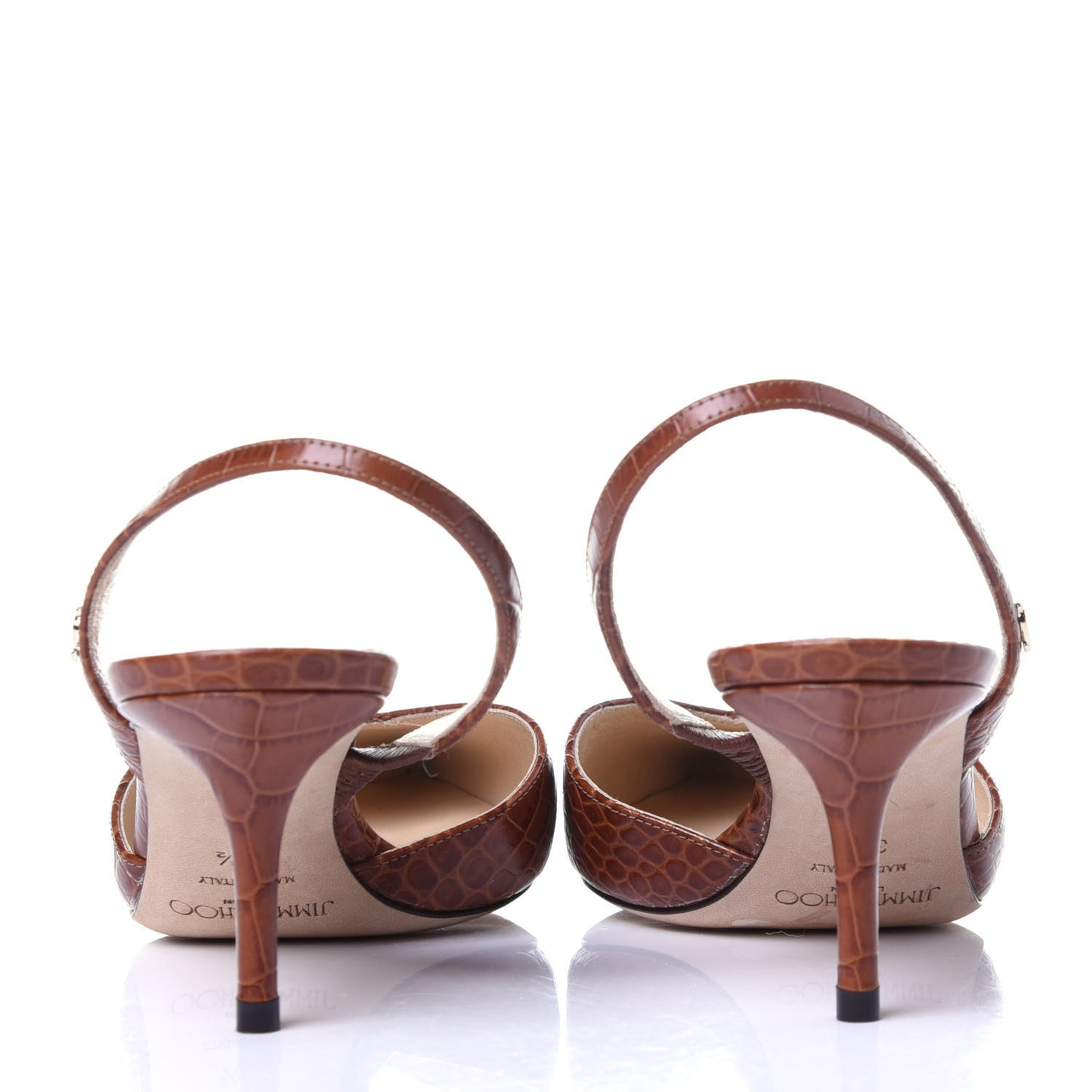 Calfskin Crocodile Embossed Thandi 65 Slingback Pumps 36.5 Cuoio