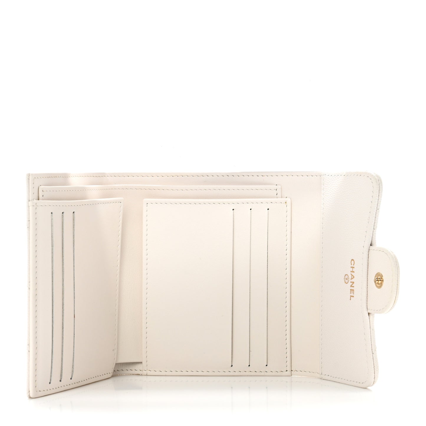 Caviar Quilted Compact Flap Wallet White