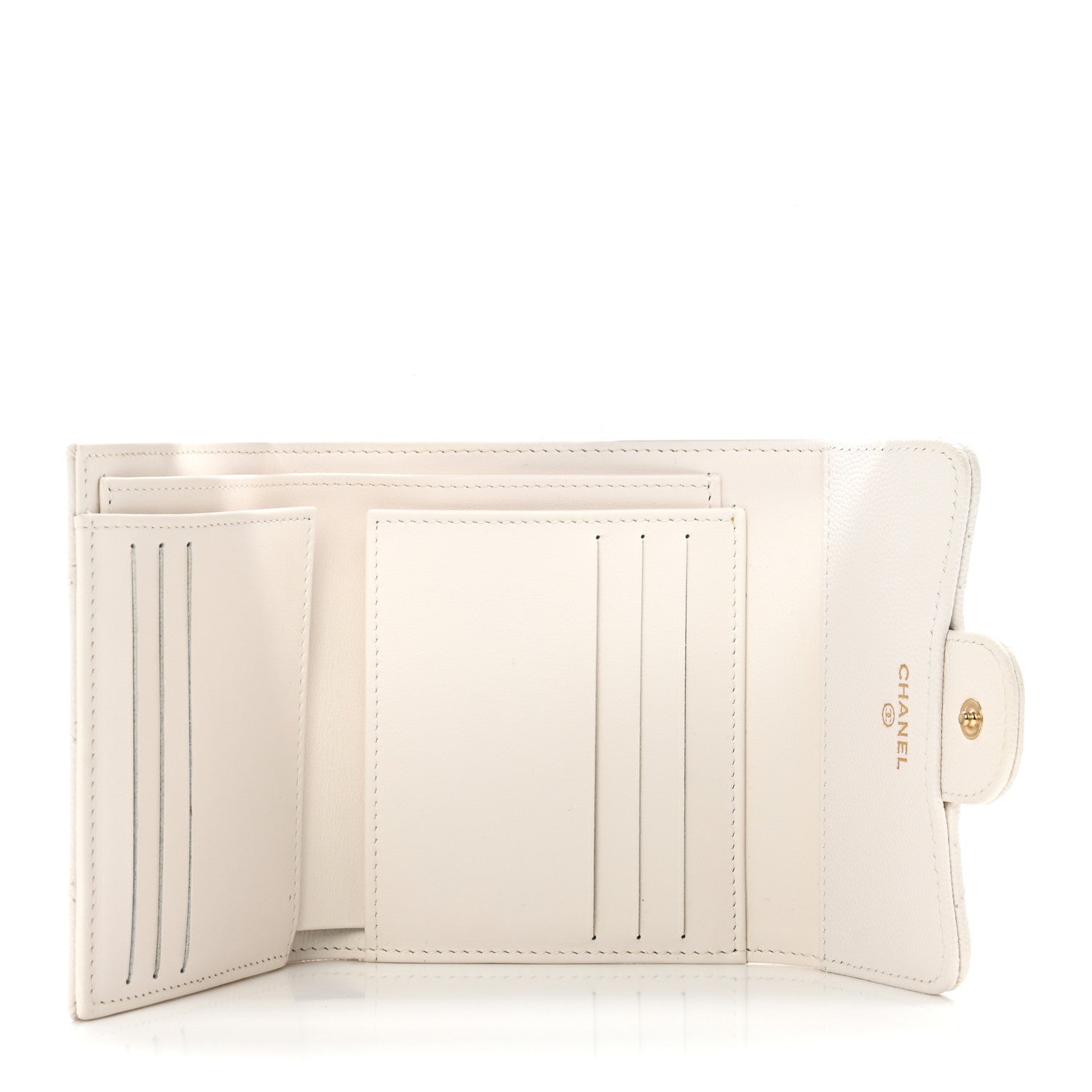 Chanel Caviar Quilted Compact Flap Wallet White 5 of 10