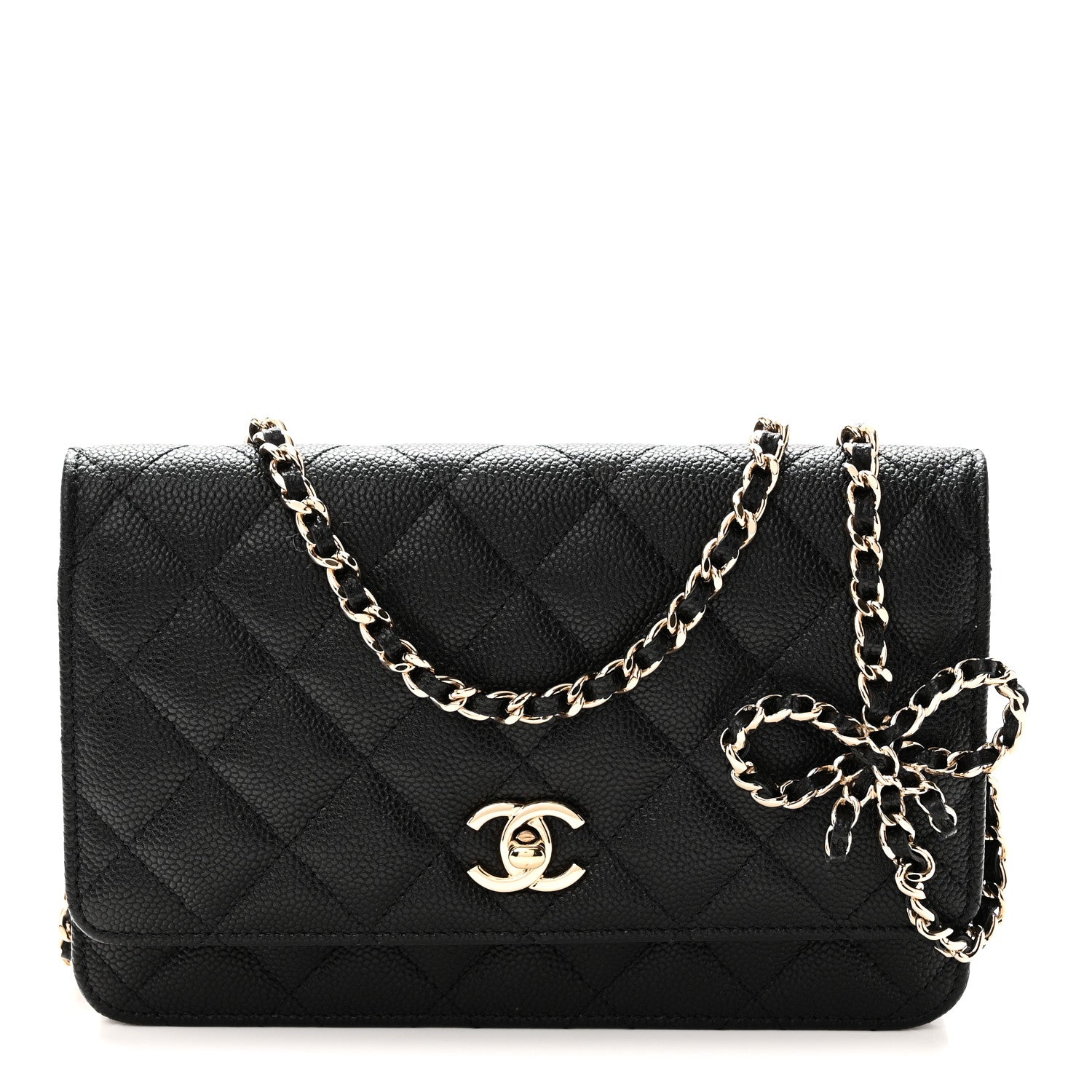 Chanel Caviar Quilted Bow Wallet On Chain WOC Black 1 of 11