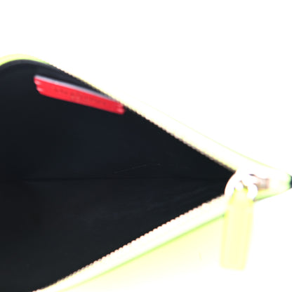 Valentino Garavani Calfskin Large VLogo Flat Zip Pouch Lime White 5 of 7
