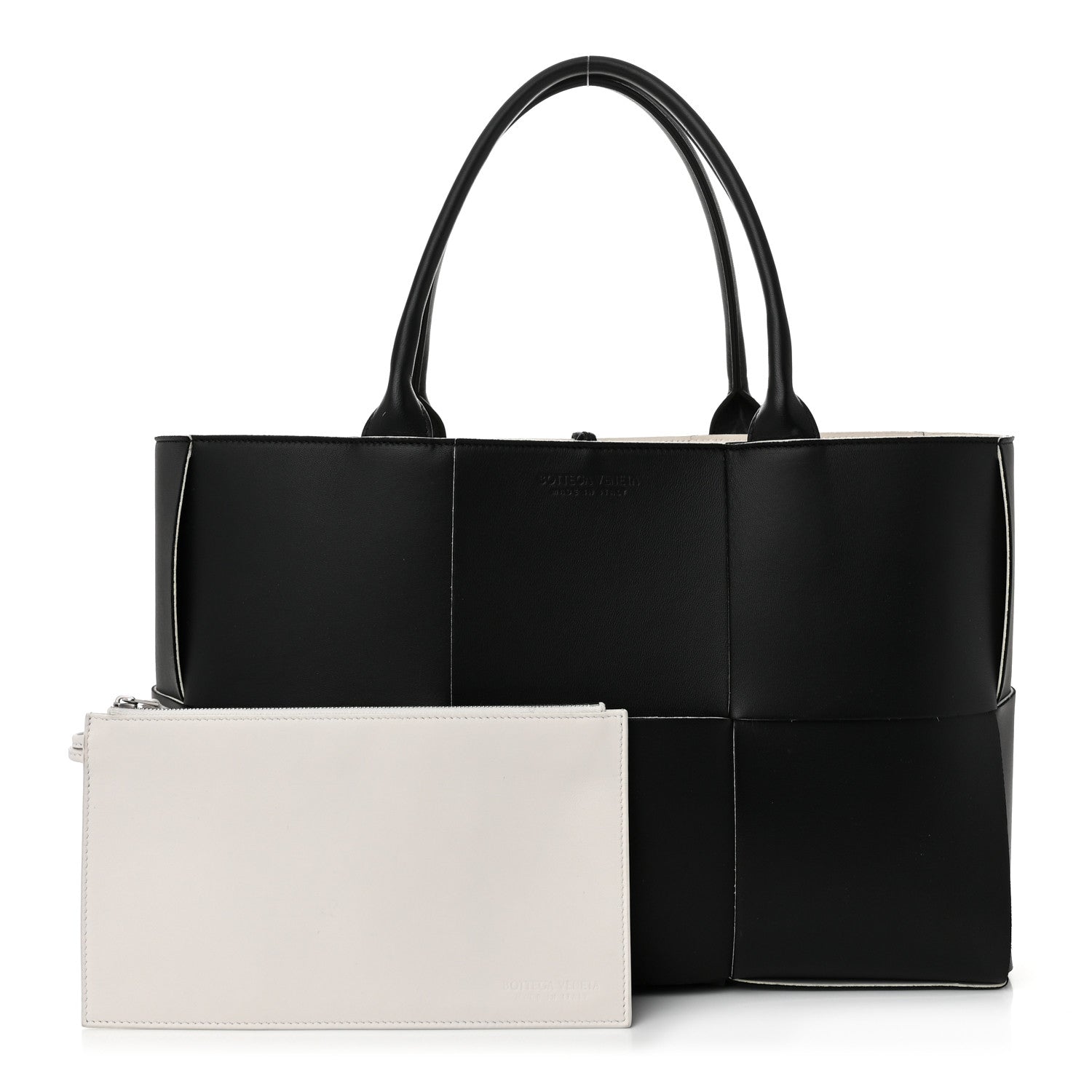 Bottega Veneta Nappa Maxi Intrecciato Medium Arco Tote Black White 3 of 11