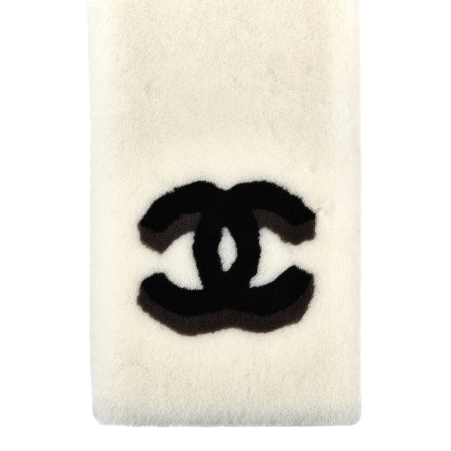 Shearling Cashmere CC Scarf Black White