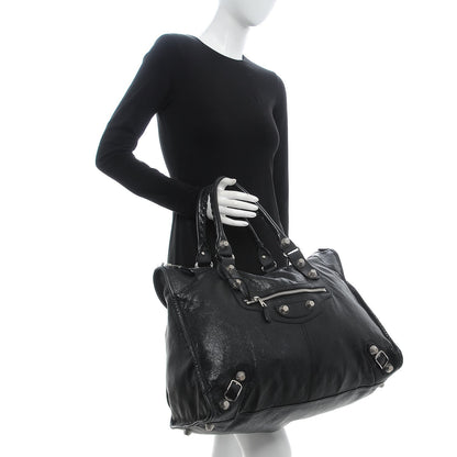 Balenciaga Agneau Giant 21 Silver Hardware Weekender Black 2 of 6