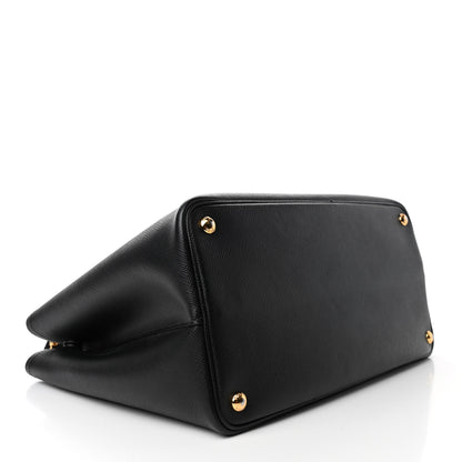 Prada Saffiano Cuir Large Double Bag Black Fuoco 3 of 4