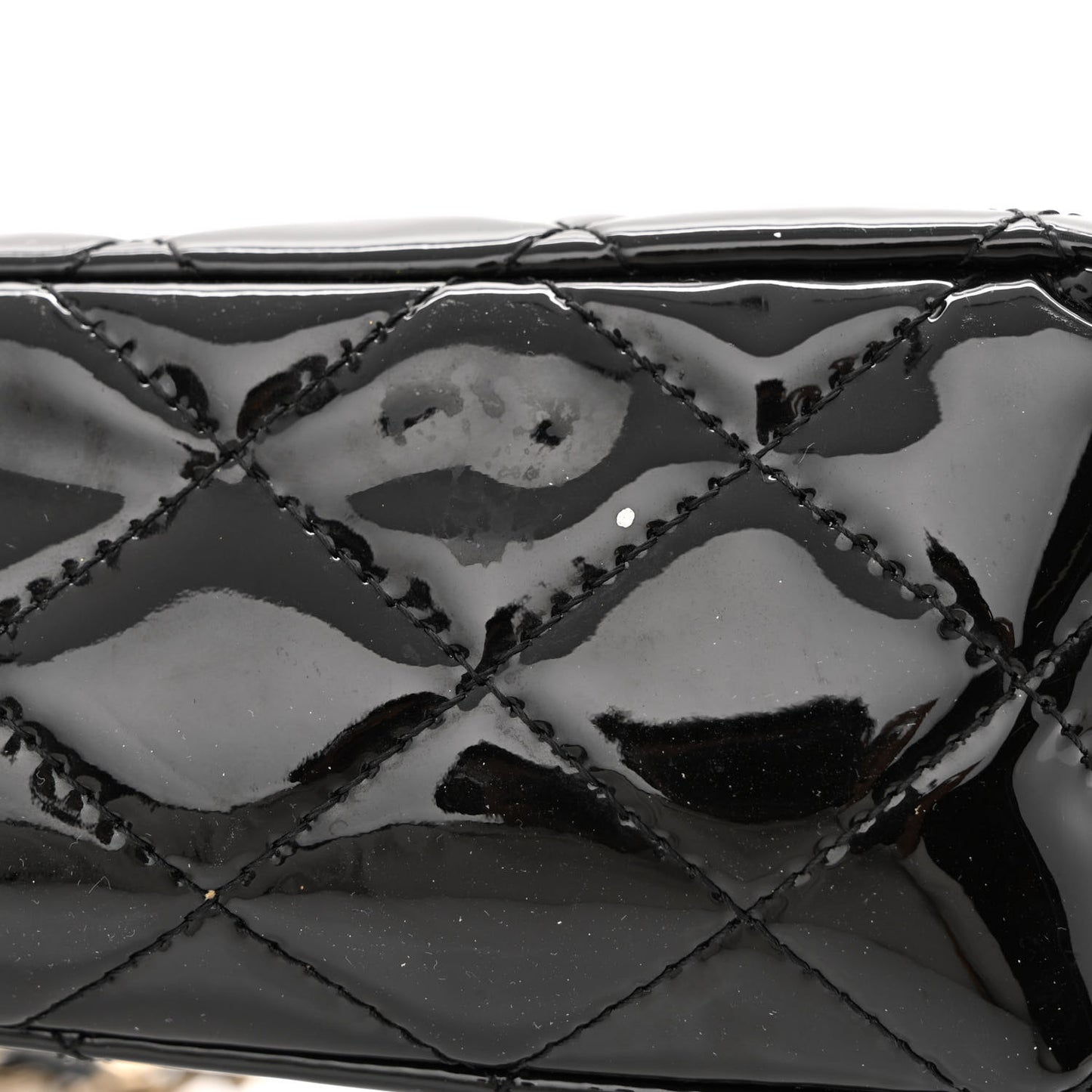Patent Quilted Medium Double Flap Black
