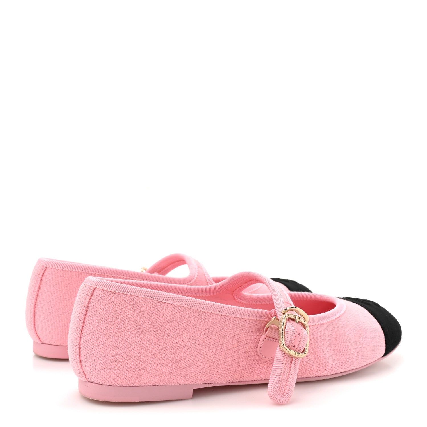 Chanel Fabric Grosgrain Mary Jane Flats 37 Light Pink Black 5 of 9