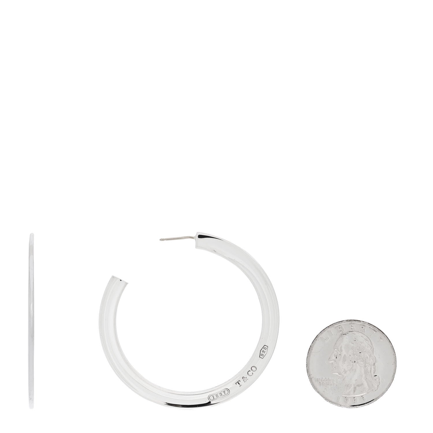 Tiffany Sterling Silver Extra Large 1837 Flat Hoop Earrings 2 of 5