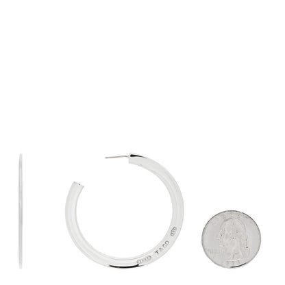 Tiffany Sterling Silver Extra Large 1837 Flat Hoop Earrings 2 of 5