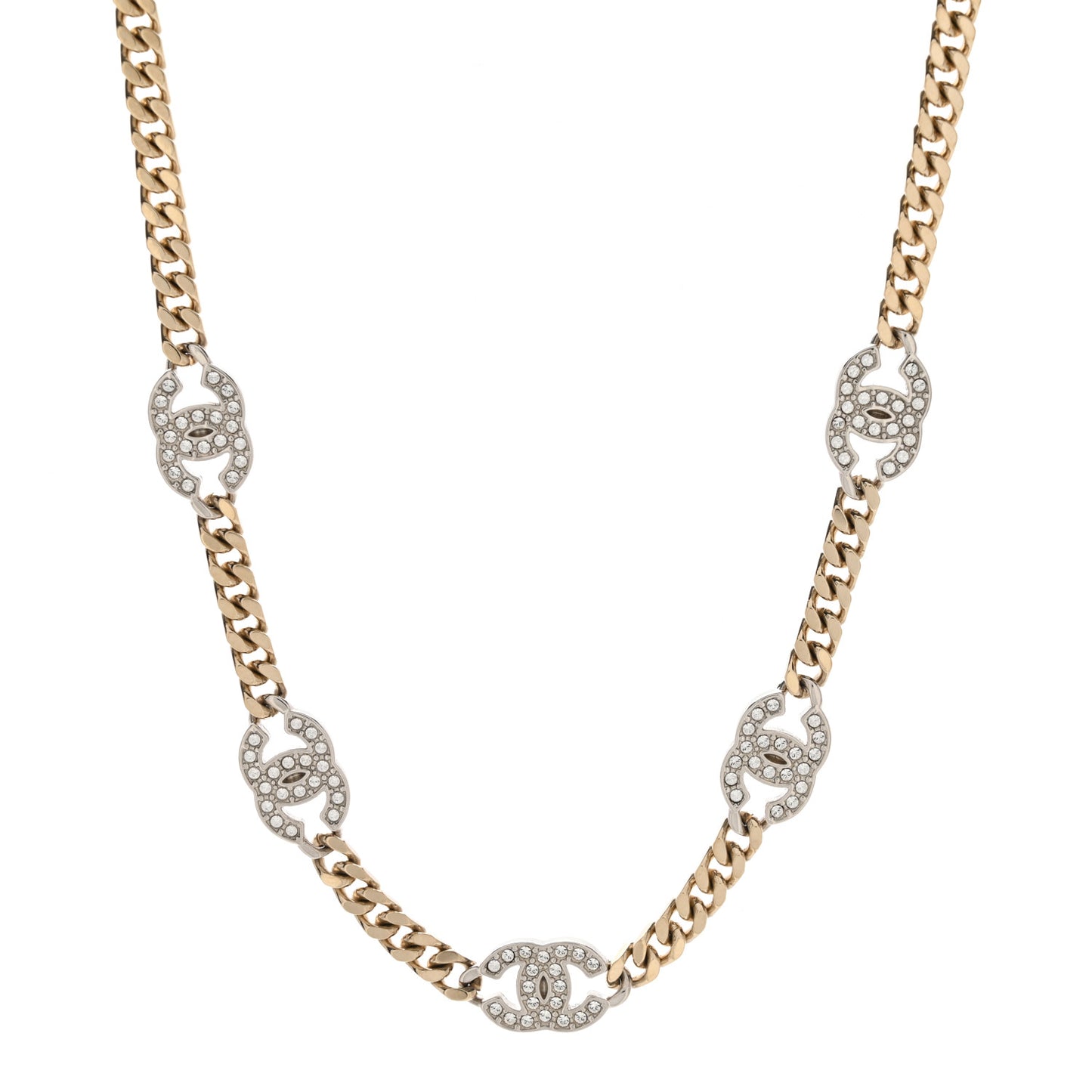 Crystal Chain CC Link Choker Gold Silver