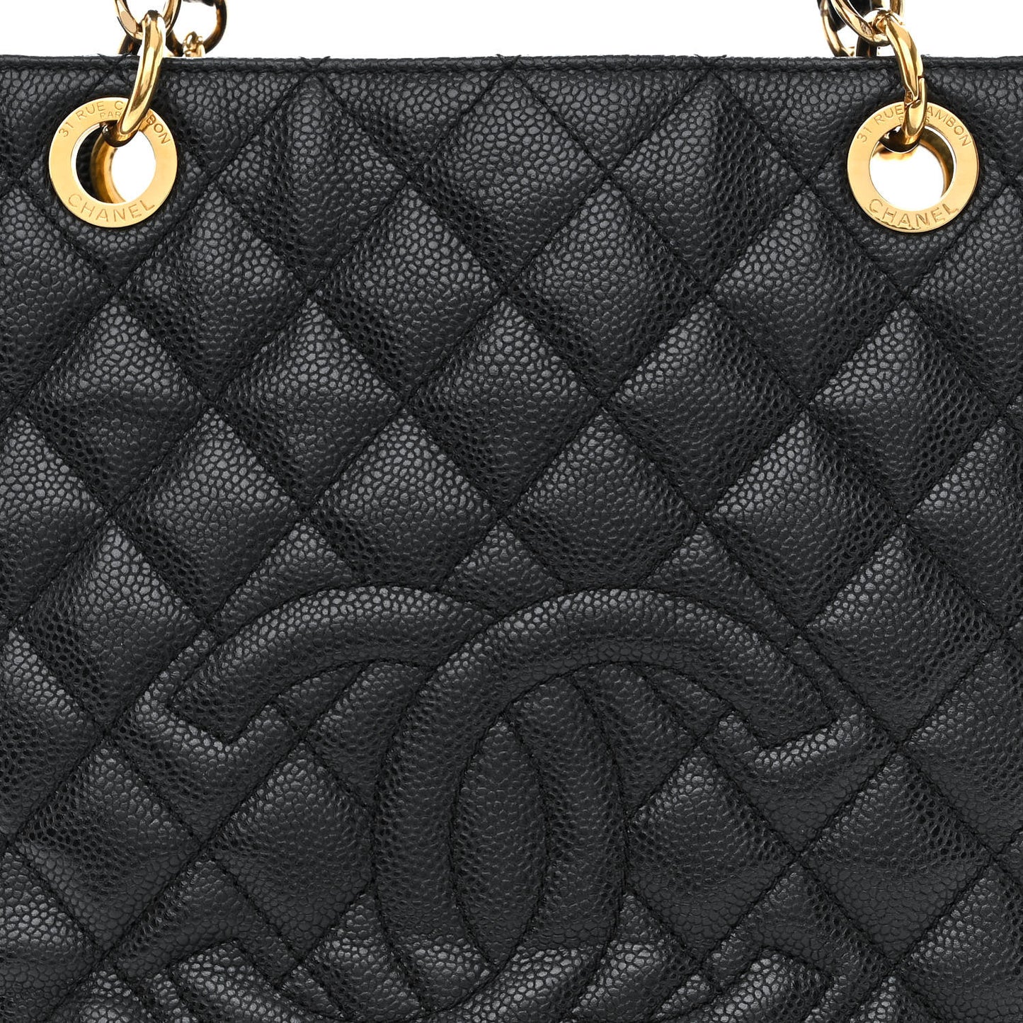 Caviar Quilted Petit Shopping Tote PST Black
