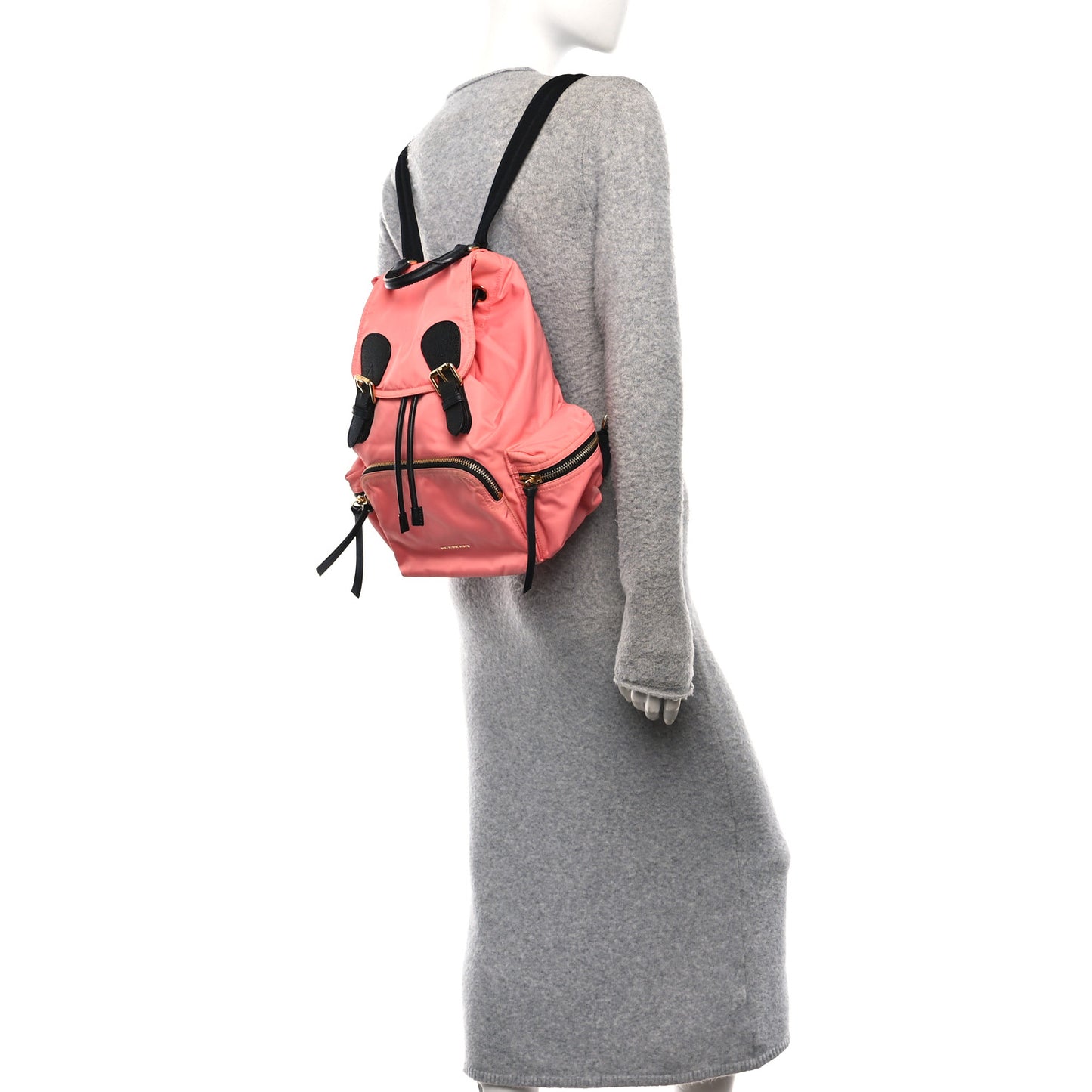 Nylon Medium Rucksack Backpack Bright Coral Pink