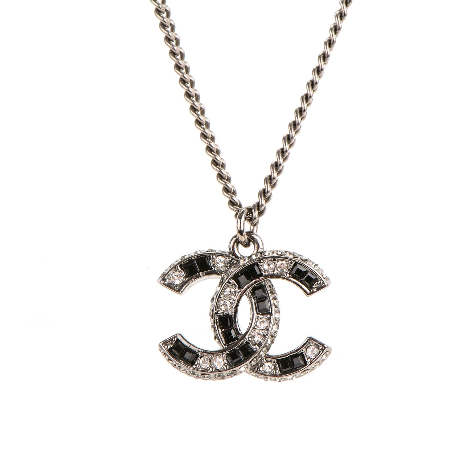 Ruthenium Baguette Crystal CC Necklace Black