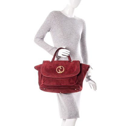 Gucci Suede Medium 1973 Top Handle Satchel Red 2 of 7