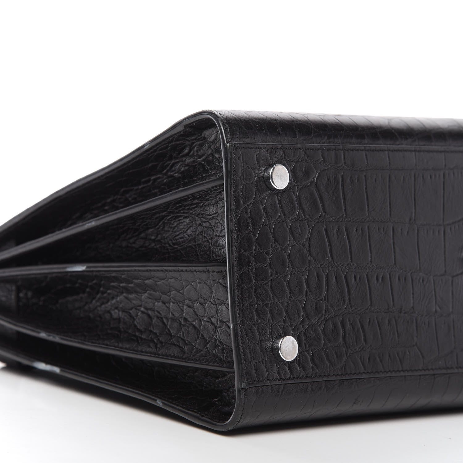 Saint Laurent Calfskin Crocodile Embossed Small Sac de Jour Black 6 of 11