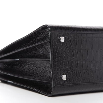 Saint Laurent Calfskin Crocodile Embossed Small Sac de Jour Black 6 of 11