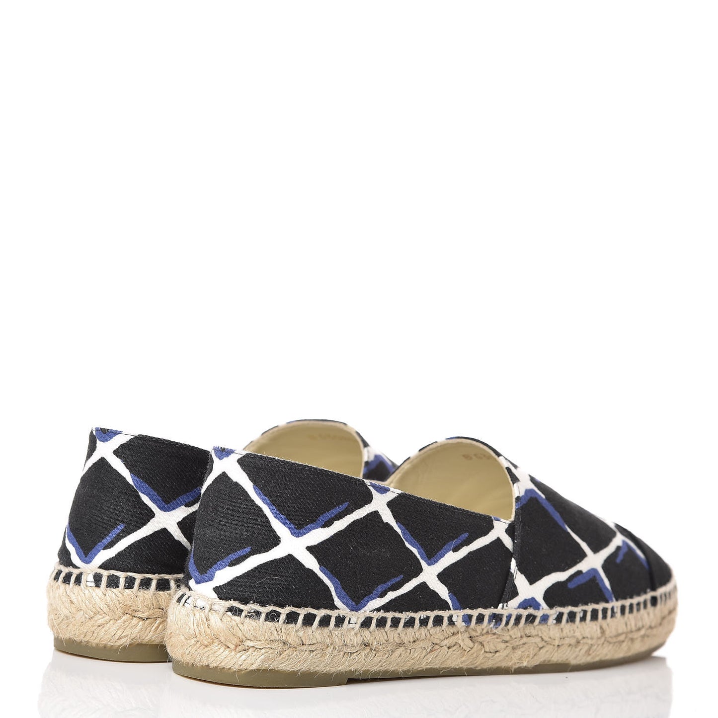 Printed Canvas Grosgrain Espadrilles 37 Blue Black