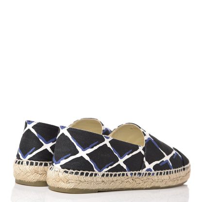 Chanel Printed Canvas Grosgrain Espadrilles 37 Blue Black 4 of 12